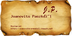 Joanovits Paszkál névjegykártya