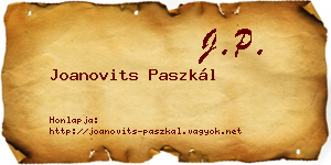 Joanovits Paszkál névjegykártya